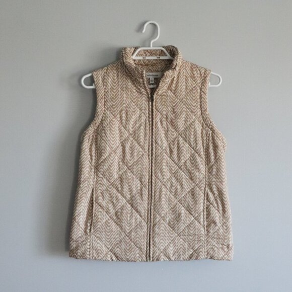 croft & barrow Jackets & Blazers - Croft & Barrow Women's Sz S Tan Animal Print Full Zip Lined Quilted Puffer Vest